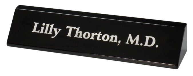 Premier Black Piano Finish Desk Wedge w/ Name Plate (Desk Set: 8.5" Black Piano Finish Desk Wedge w/Name Plate)