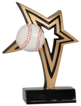 6S0506 Baseball/ Softball Infinity Star Resin Award (Trophy: 6" Baseball Infinity Star)