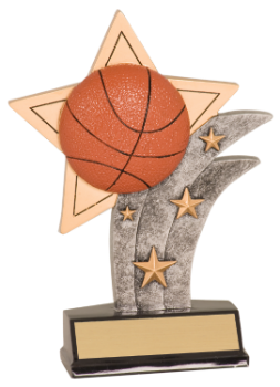 6S1202 Basketball Sport Star Resin Award (Trophy: 5 1/2" Basketball Sport Star)