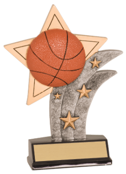 6S1202 Basketball Sport Star Resin Award (Trophy: 5 1/2" Basketball Sport Star)