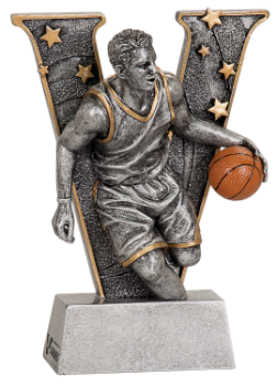 6S1302 Basketball "V" Resin Award (Trophy: 5" Male Basketball "V")