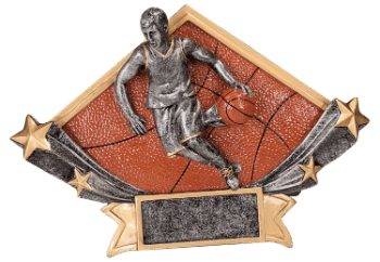 6S1309 Basketball Diamond Star Resin Award (Trophy: 4 1/2" Basketball Diamond Star)