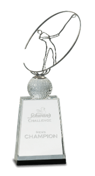 6S2602 Golf Crystal with Silver Metal Golfer (Trophy: 10"Golf Crystal w/silver Metal Golfer)