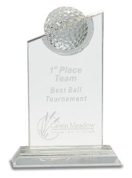 Clear Crystal with Inset Crystal Golf Ball on Clear Base (Trophy: 8"Golf Crystal Ball)