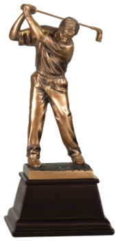6S2901 Golf Male Golfer, Bronze Resin (Trophy: 9 1/2" Golf Male Golfer, Bronze)