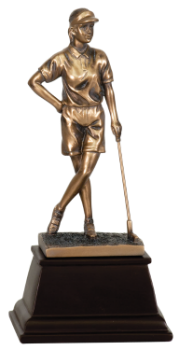 6S2902 Golf Female Golfer, Bronze Resin (Trophy: 9" Golf Female Golfer, Bronze)
