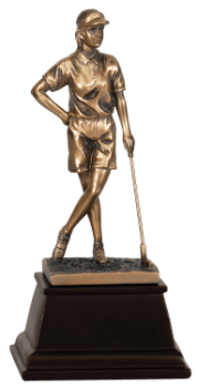 6S2902 Golf Female Golfer, Bronze Resin (Trophy: 9" Golf Female Golfer, Bronze)