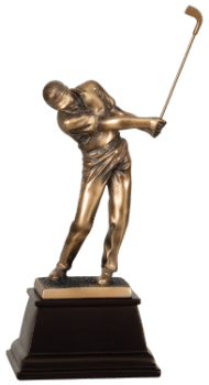 6S2906 Golf Male Golfer, Bronze Resin (Trophy: 8 3/4" Golf Male Golfer, Bronze)