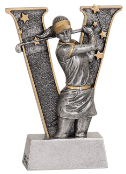 6S3003 Golf Female "V" Series Resin Award (Trophy: 5" Golf Female "V" Series)