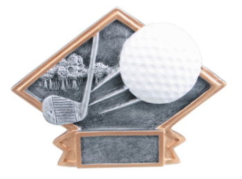6S3102 Golf Small Diamond Plate Resin Award (Trophy: 4 1/2" x 6" Golf Small Diamond Plate)