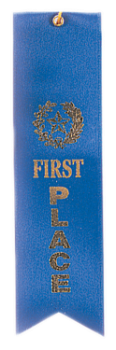 6S3600 Ranking Ribbons, 2" x 8" (Award: 1st Place (Blue/ Gold Lettering))
