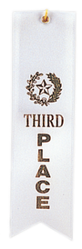 6S3600 "Pinked Top" Ribbons (Award: 3rd Place (White/ Gold Graphics))