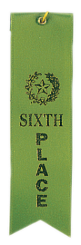 6S3600 "Pinked Top" Ribbons (Award: 6th Place (Green/ Gold Graphics))