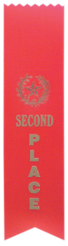 6S3600 Ranking Ribbons, 2" x 8" (Award: 2nd Place (Red/ Gold Lettering))