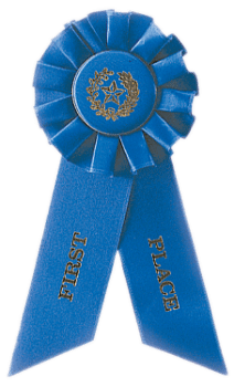 6S3600 Rosette Style Ribbons (Award: 1st Place (Blue/ Gold Graphics))