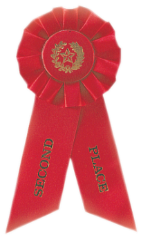 6S3600 Rosette Style Ribbons (Award: 2nd Place (Red/ Gold Graphics))