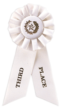 6S3600 Rosette Style Ribbons (Award: 3rd Place (White/ Gold Graphics)