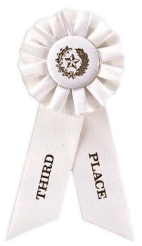 6S3600 Rosette Style Ribbons (Award: 3rd Place (White/ Gold Graphics)