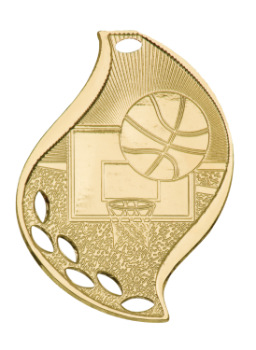 6S4402 Premier Basketball  Flame Medal (Medal: 2 1/4" Gold)