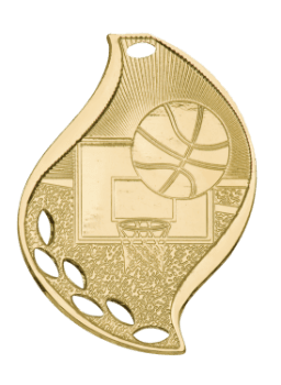 6S4402 Premier Basketball  Flame Medal (Medal: 2 1/4" Gold)