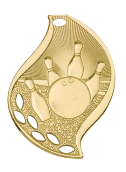 6S4403 Premier Bowling Flame Medal (Medal: 2 1/4" Gold)