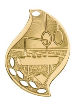 6S4408 Premier Gymanstics Flame Medal (Medal: 2 1/4" Gold)