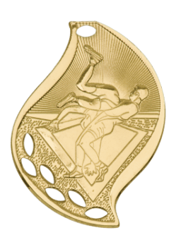 6S4417 Premier Wrestling Flame Medal (Medal: 2 1/4" Gold)