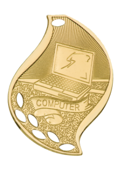 6S4504 Premier Computer Flame Medal (Medal: 2 1/4" Gold)