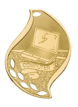 6S4504 Premier Computer Flame Medal (Medal: 2 1/4" Gold)