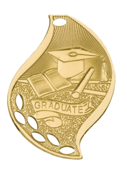 6S4506 Premier Graduate Flame Medal (Medal: 2 1/4" Gold)