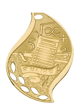 6S4509 Premier Math Flame Medal (Medal: 2 1/4" Gold)