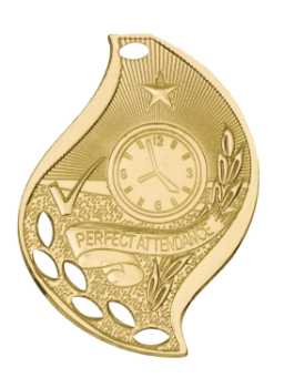 6S4513 Premier Perfect Attendance Flame Medal (Medal: 2 1/4" Gold)