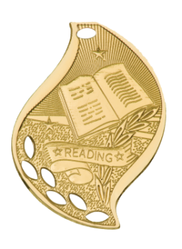 6S4514 Premier Reading Flame Medal (Medal: 2 1/4" Gold)