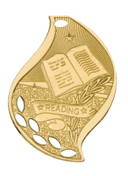 6S4514 Premier Reading Flame Medal (Medal: 2 1/4" Gold)