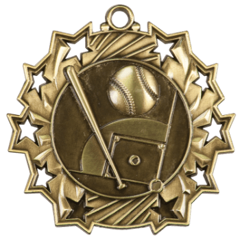 6S4801 BASEBALL TEN STAR SPORT MEDAL (Medal: 2 1/4" Antique Gold)