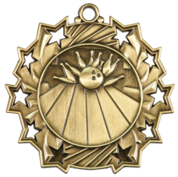 6S4803 BOWLING TEN STAR SPORT MEDAL (Medal: 2 1/4" Antique Gold)