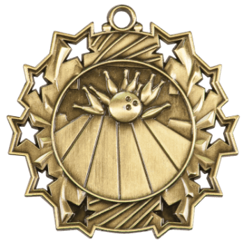 6S4803 BOWLING TEN STAR SPORT MEDAL (Medal: 2 1/4" Antique Gold)