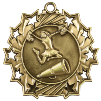 6S4804 CHEER TEN STAR SPORT MEDAL (Medal: 2 1/4" Antique Gold)