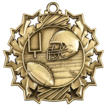 6S4806 FOOTBALL TEN STAR SPORT MEDAL (Medal: 2 1/4" Antique Gold)