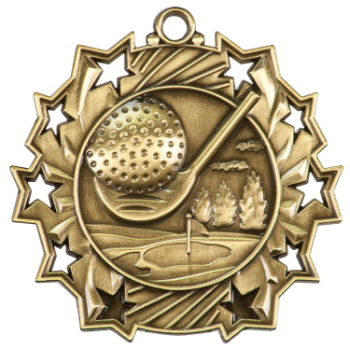 6S4807 GOLF TEN STAR SPORT MEDAL (Medal: 2 1/4" Antique Gold)