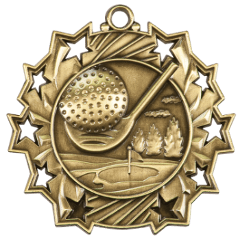 6S4807 GOLF TEN STAR SPORT MEDAL (Medal: 2 1/4" Antique Gold)