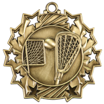 6S4810 LACROSSE TEN STAR SPORT MEDAL (Medal: 2 1/4" Antique Gold)