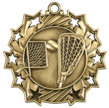 6S4810 LACROSSE TEN STAR SPORT MEDAL (Medal: 2 1/4" Antique Gold)