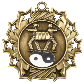 6S4811 MARTIAL ARTS STAR SPORT MEDAL (Medal: 2 1/4" Antique Gold)