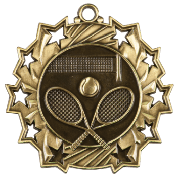 6S4814 TENNIS TEN STAR SPORT MEDAL (Medal: 2 1/4" Antique Gold)