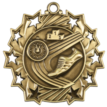 6S4815 TRACK TEN STAR SPORT MEDAL (Medal: 2 1/4" Antique Gold)