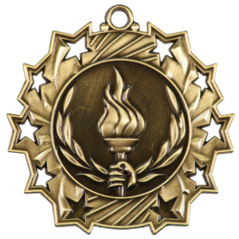 6S4817 VICTORY TEN STAR SPORT MEDAL (Medal: 2 1/4" Antique Gold)