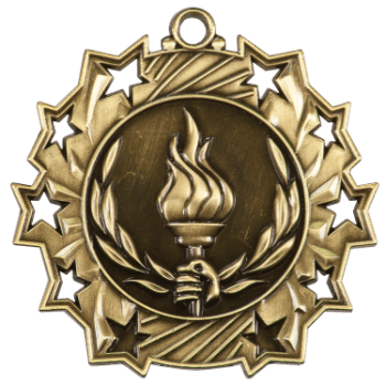 6S4817 VICTORY TEN STAR SPORT MEDAL (Medal: 2 1/4" Antique Gold)