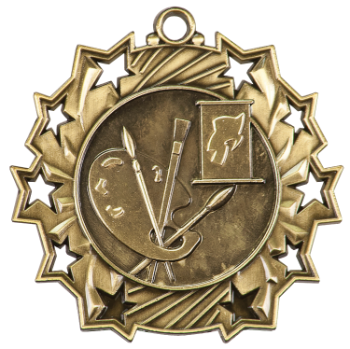 6S4905 ART TEN STAR ACADEMIC MEDAL (Medal: 2 1/4" Antique Gold)