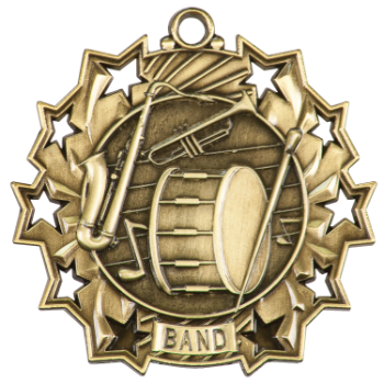 6S4906 BAND TEN STAR ACADEMIC MEDAL (Medal: 2 1/4" Antique Gold)